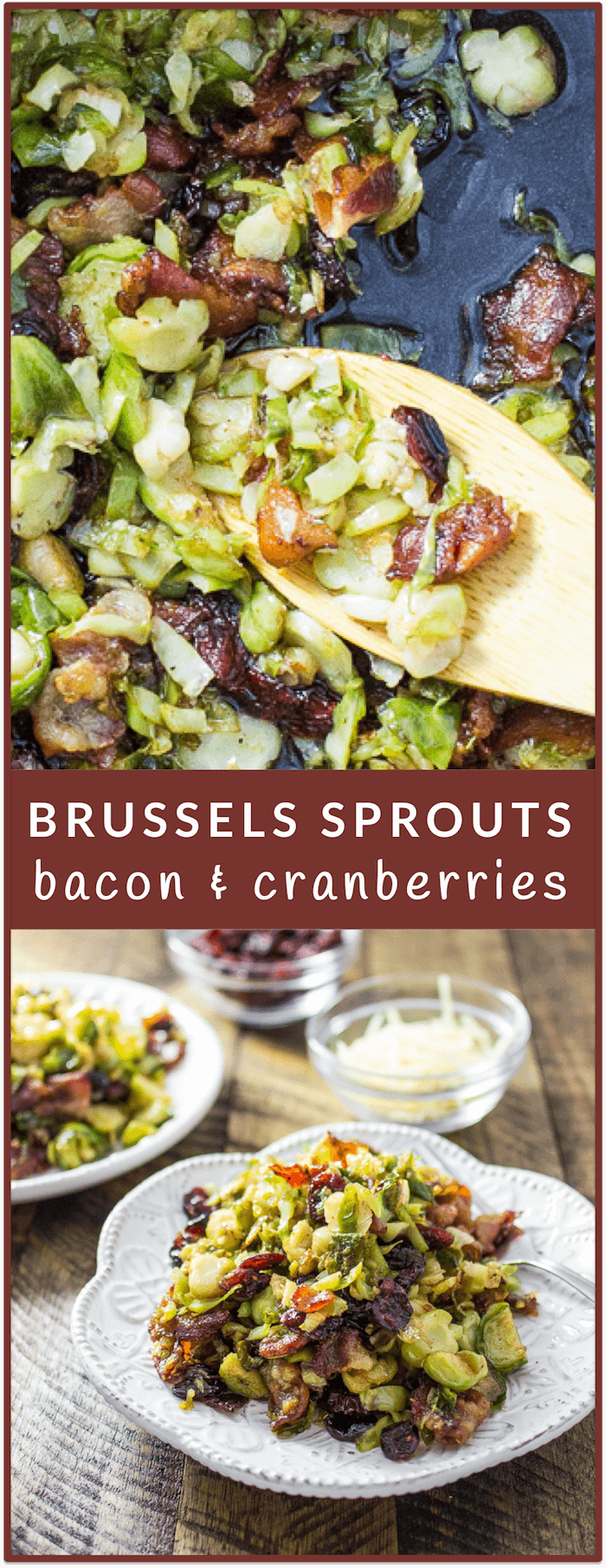 These holiday brussels sprouts are pan-fried with crispy bacon and dried cranberries to make a heavenly meal. This is a crowd-pleasing dish perfect for fall-themed holidays such as Thanksgiving as well as Christmas. If you have a brussels sprouts lover (or hater, if you want to convert them) in the family, you must make them try this!