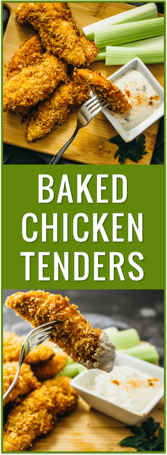 Baked chicken tenders with honey and cayenne - These crispy oven-baked chicken tenders are sweet and spicy, with only 5 ingredients in this recipe: chicken, panko bread crumbs, honey, butter, and cayenne powder.