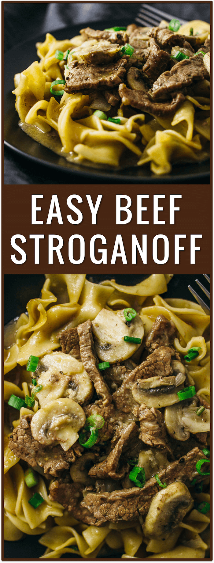 Easy beef stroganoff with flank steak and mushrooms, best beef stroganoff, classic beef stroganoff, beef stroganoff slow cooker, easy, dinner, recipe, pasta, dish, lunch, idea, noodles, comfort food, simple, fast, russian