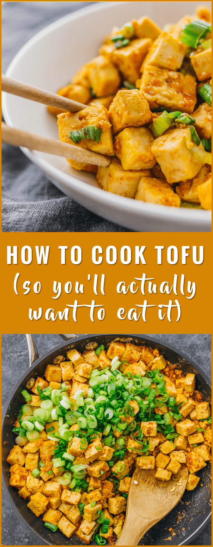 Learn how to cook tofu in a pan with a delicious sauce using this very simple recipe. vegetarian, baked, healthy, scramble, crispy, fried, stir fry, marinade, tacos, nuggets, bbq, spicy, in oven