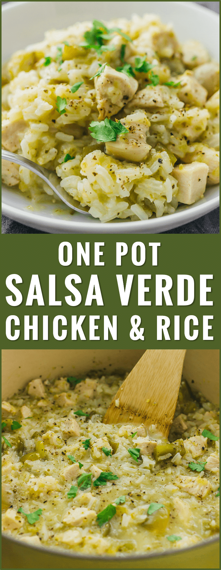 Try this quick and easy recipe for salsa verde chicken and rice -- just 6 ingredients and 1 pot needed. healthy, creamy, soup, skillet, low carb, skinnytaste, whole 30, thighs, paleo, oven, sides, honey lime, delish, bowl, weight watchers, trader joes, ideas, homemade, 21 day fix, meals, instapot, dishes, 4 ingredient, shredded, dinner, quick, keto, pozole, green, six sisters, tasty, stove top, iowa girl eats, clean, comfort foods, simple, families, weeknight meals, cilantro, kitchens, veggies, cleanses, friends, snacks, parties