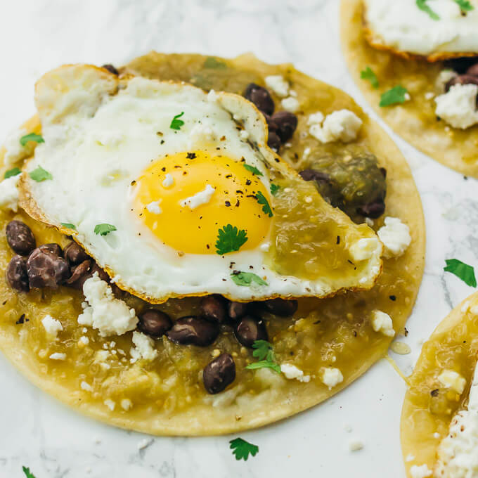 Huevos rancheros with salsa verde and black beans savory tooth