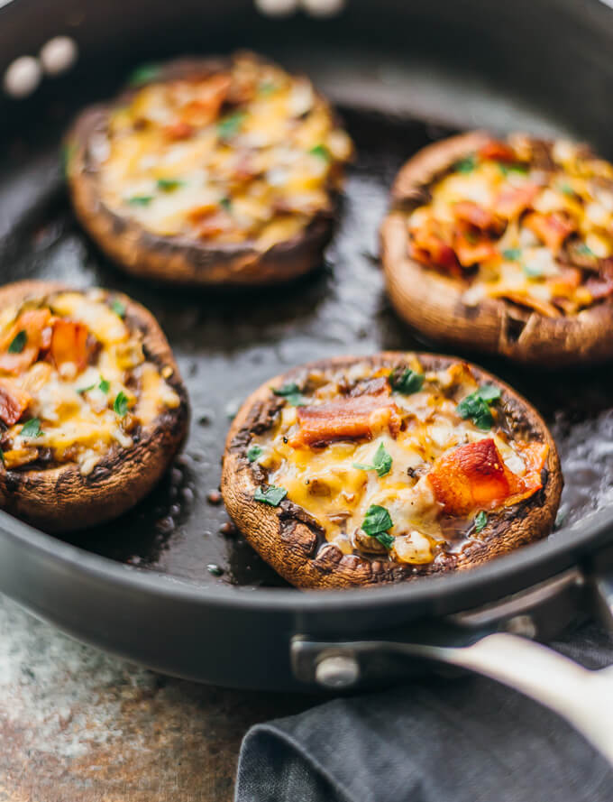 Stuffed portobello mushrooms with bacon and cheddar savory tooth