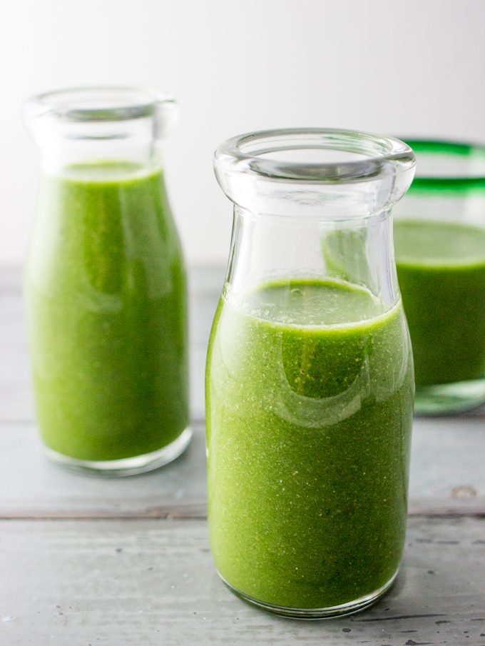 kale smoothie served in glasses