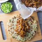 Scallion pancake sandwich with pulled pork