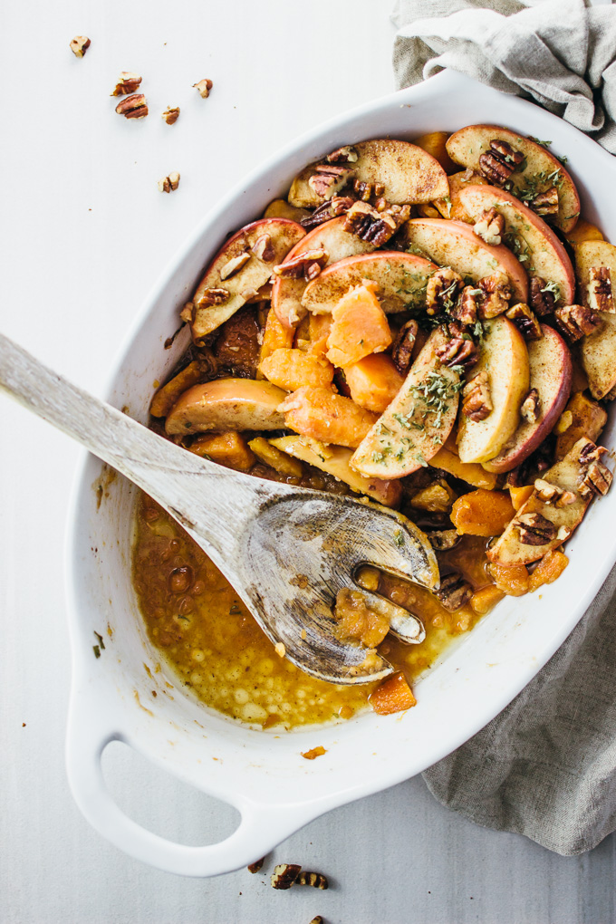 cinnamon apple yam bake with pecans