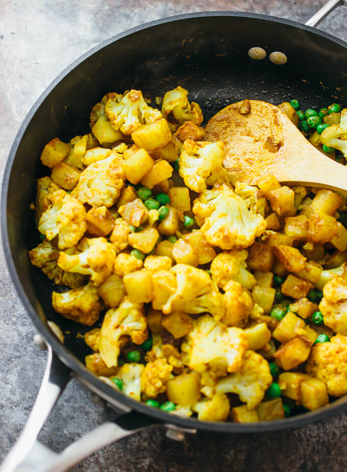 Golden cauliflower curry with potatoes