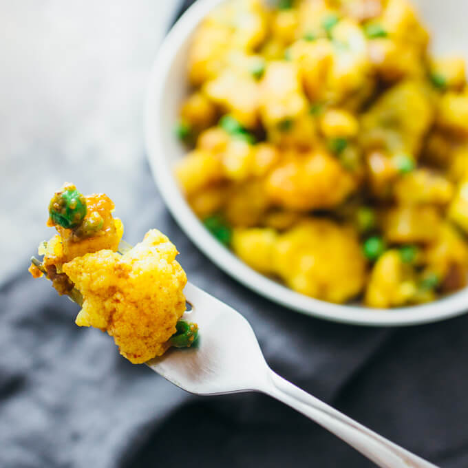 Golden cauliflower curry with potatoes