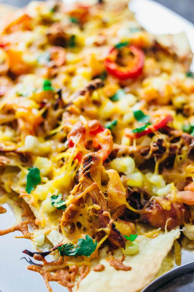 Loaded Mexican nachos with chicken