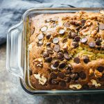 overhead view of banana bread