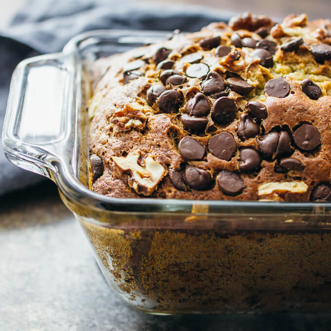 banana bread in loaf pan