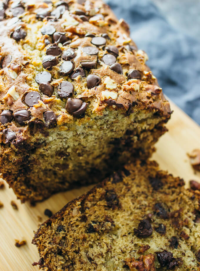 close up view of banana bread