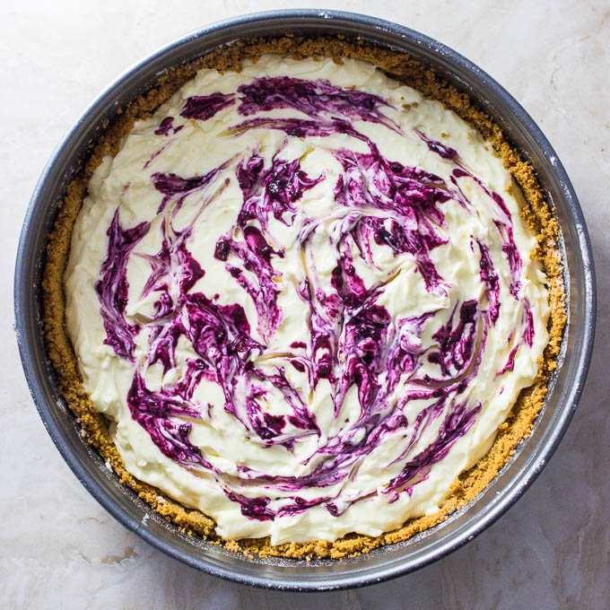 Mom's classic cheesecake with lemon and blueberry