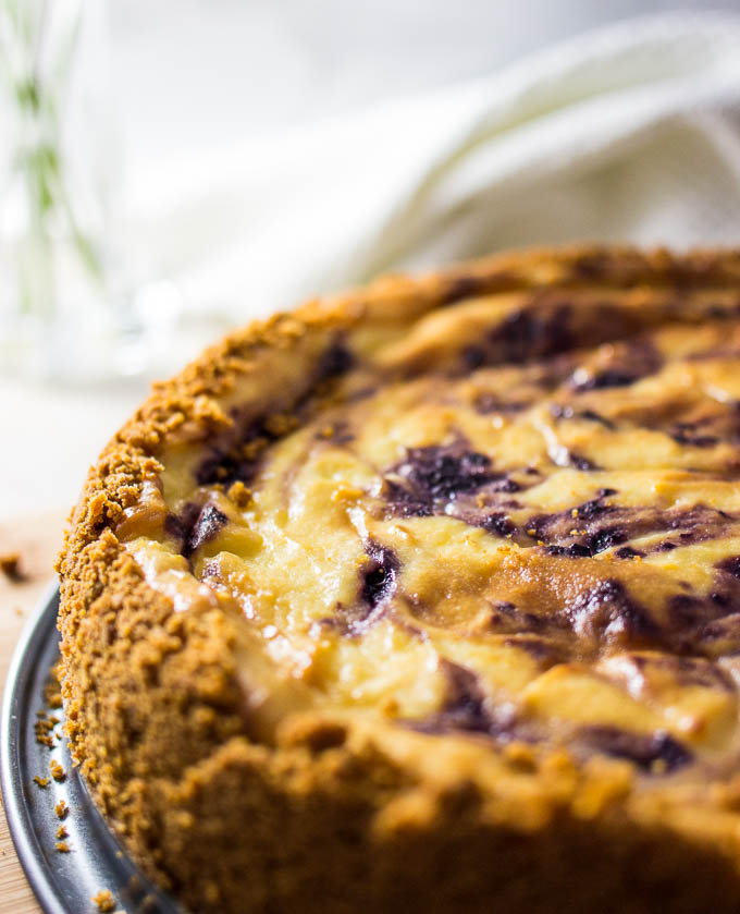 Mom's classic cheesecake with lemon and blueberry