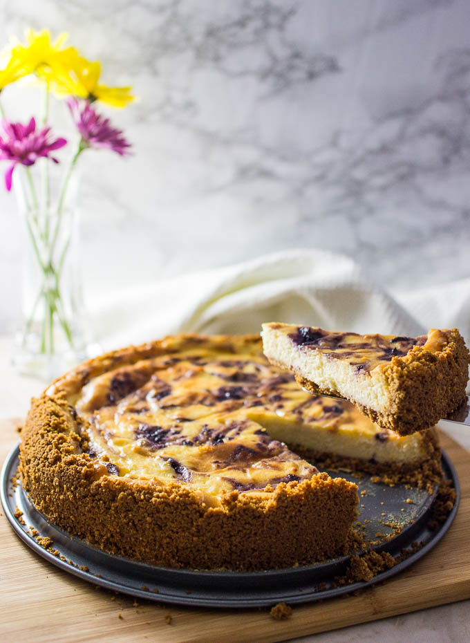 Mom's classic cheesecake with lemon and blueberry