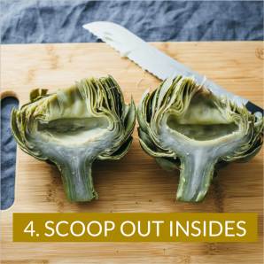 Photo shows how to eat artichokes by scooping out insides