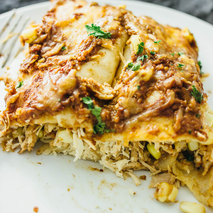 Chicken enchiladas with easy mole sauce