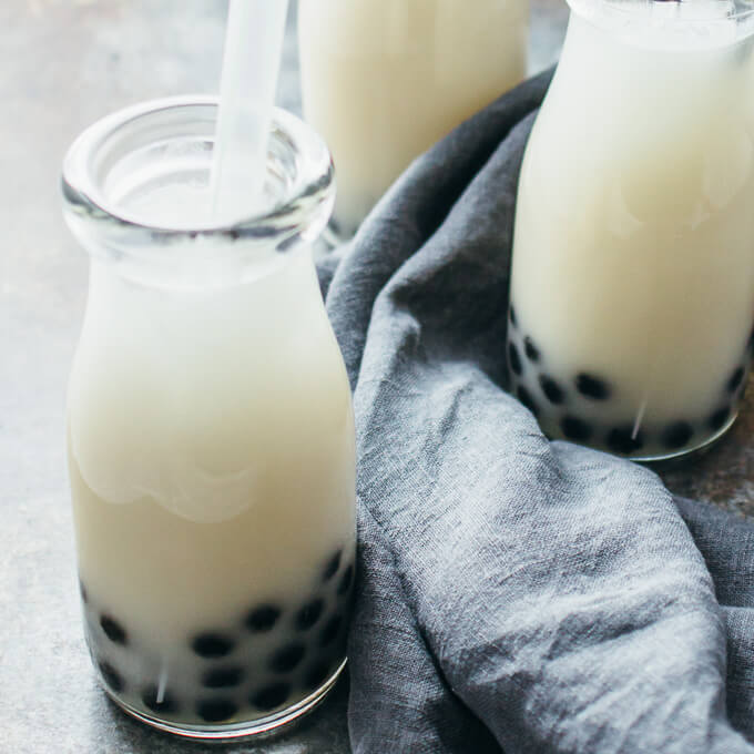 coconut bubble tea served in glasses