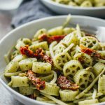 Pesto pasta salad with sun-dried tomatoes