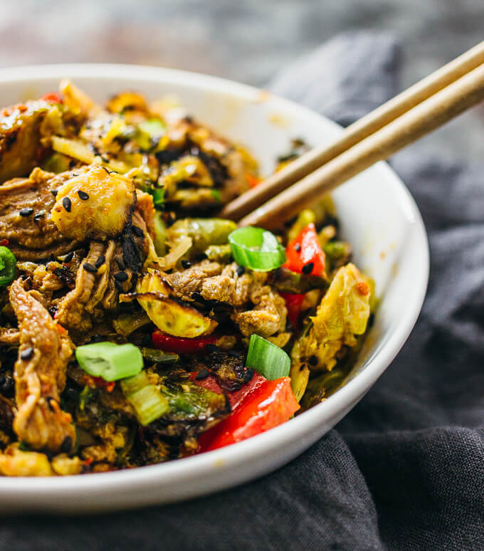 Chile-ginger brussels sprouts and beef