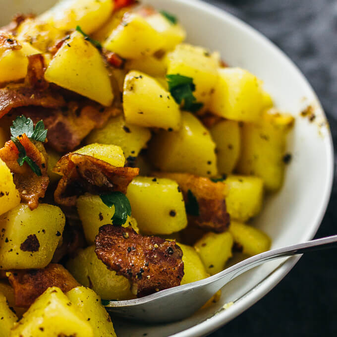 German potato salad with bacon - Savory Tooth