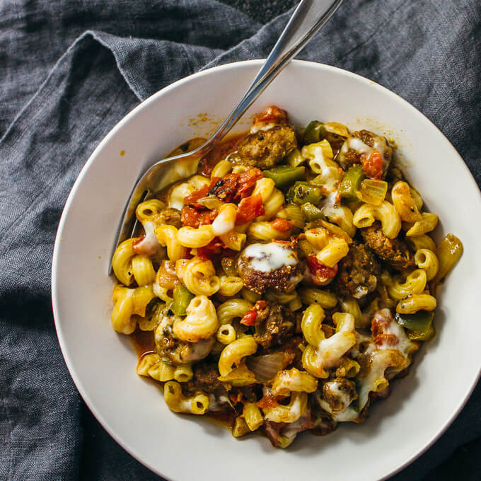 Sausage fajita pasta skillet