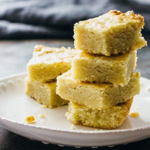 a stack of shortbread butter bars