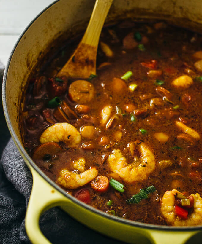 cooking gumbo in a dutch oven