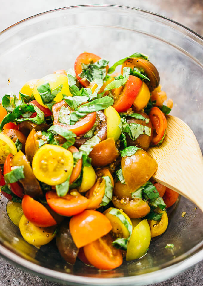 Favorite bruschetta with mozzarella