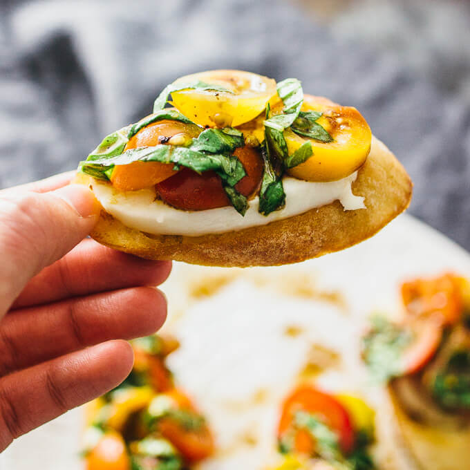 Favorite bruschetta with mozzarella