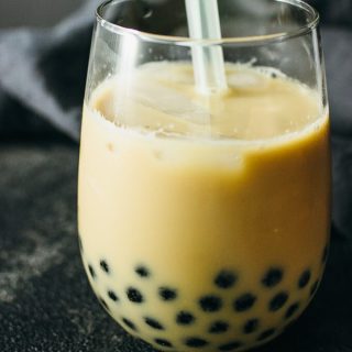 iced coffee boba served in glass