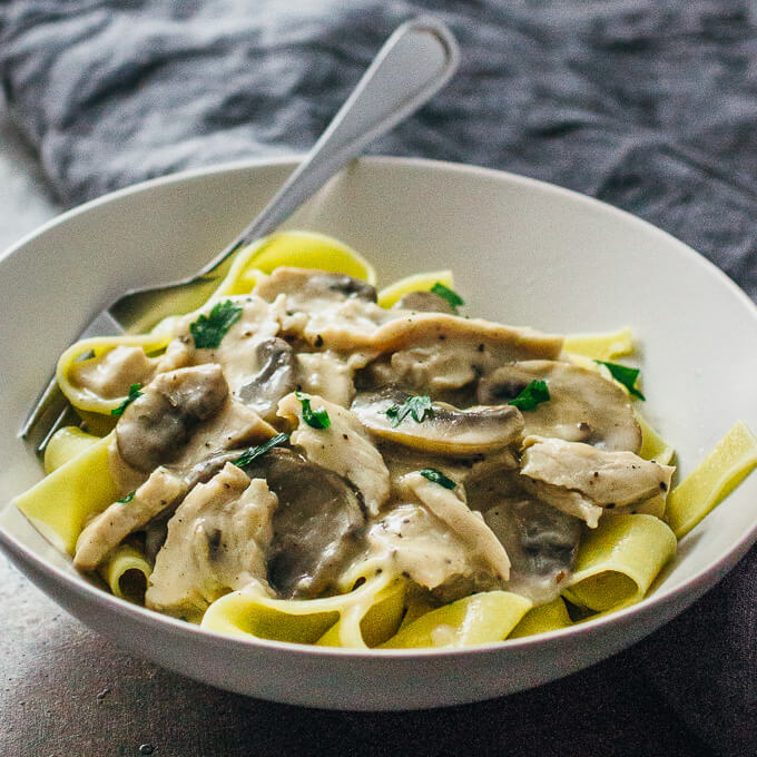 Turkey stroganoff with mushroom