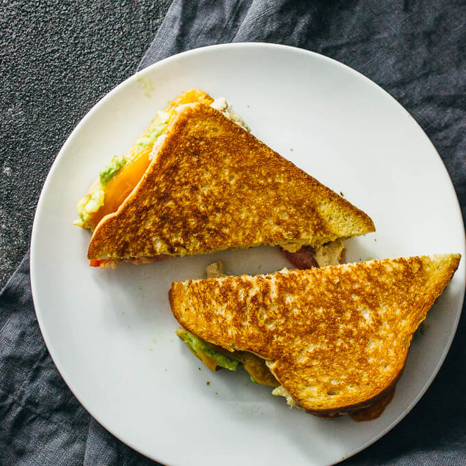 overhead view of tuna melts