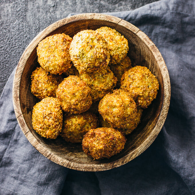 overhead view of arancini