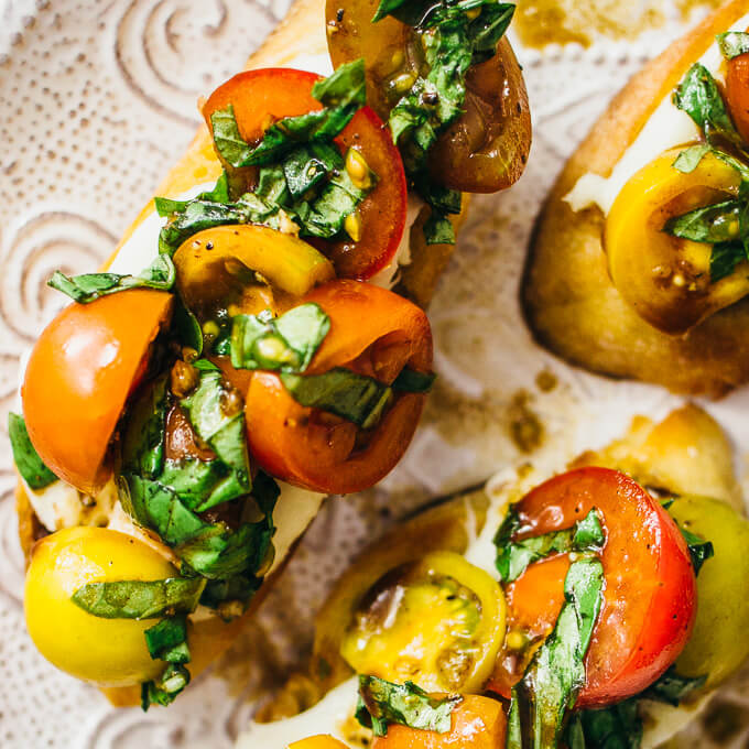 Favorite bruschetta with mozzarella