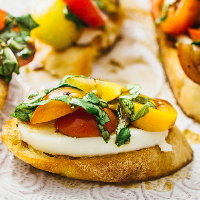 Favorite bruschetta with mozzarella