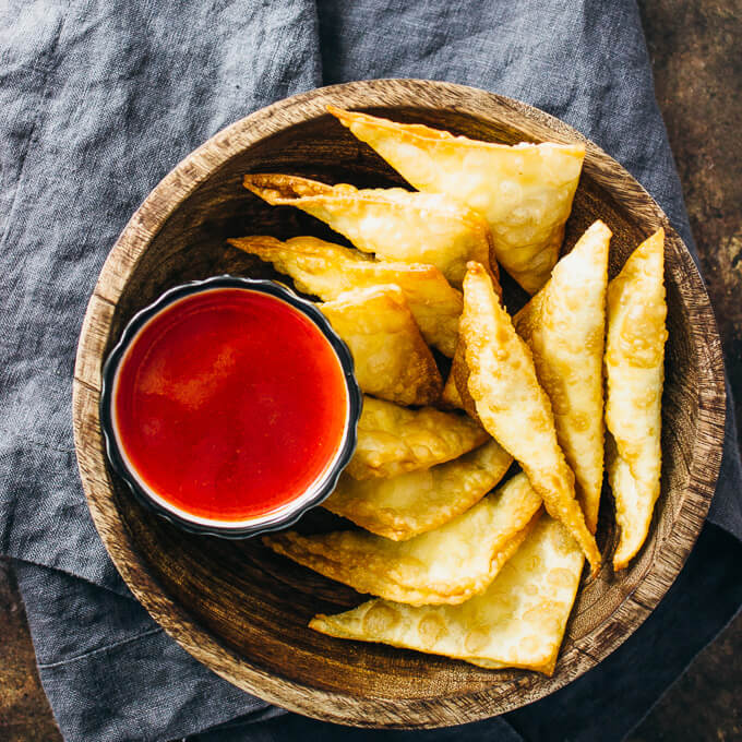 Spicy and sweet cream cheese fried wontons