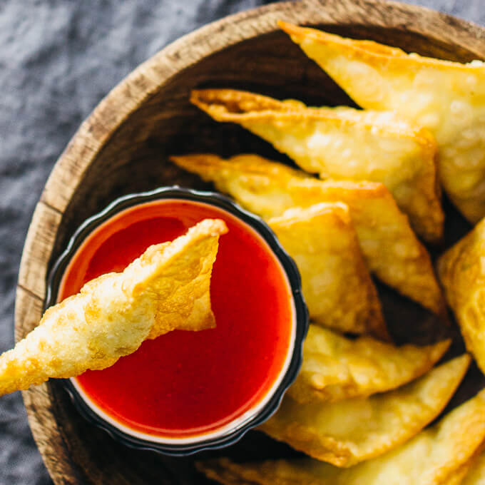 Spicy and sweet cream cheese fried wontons