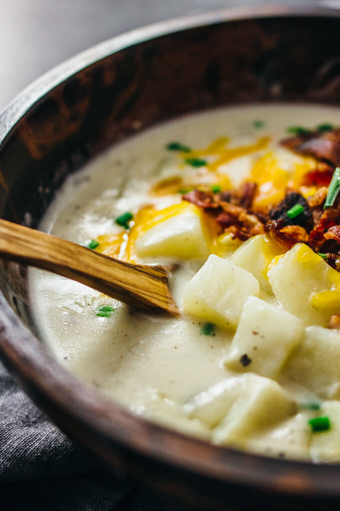 close up view of potato soup