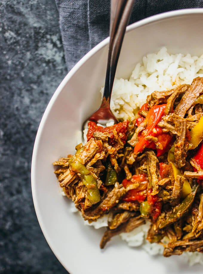 close up view of ropa vieja