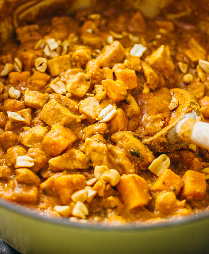 Chicken peanut stew with sweet potato