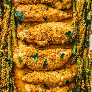 Baked Parmesan Chicken and Asparagus - Savory Tooth