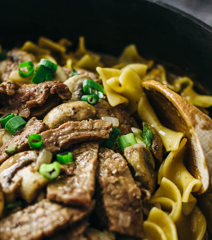 stirring beef stroganoff