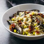 Instant pot mushroom risotto with bacon and corn