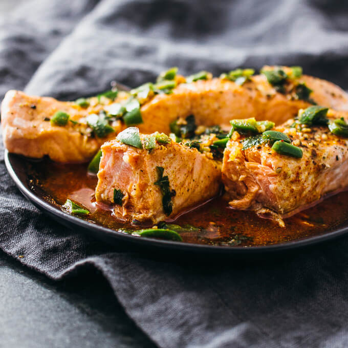 Instant pot salmon with chili-lime sauce - savory tooth
