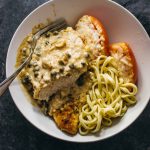 Roasted chicken with creamy caper sauce