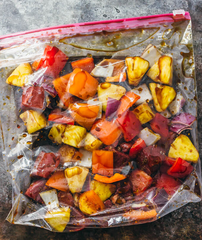 marinating kabob ingredients