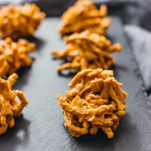 close up view of butterscotch haystacks