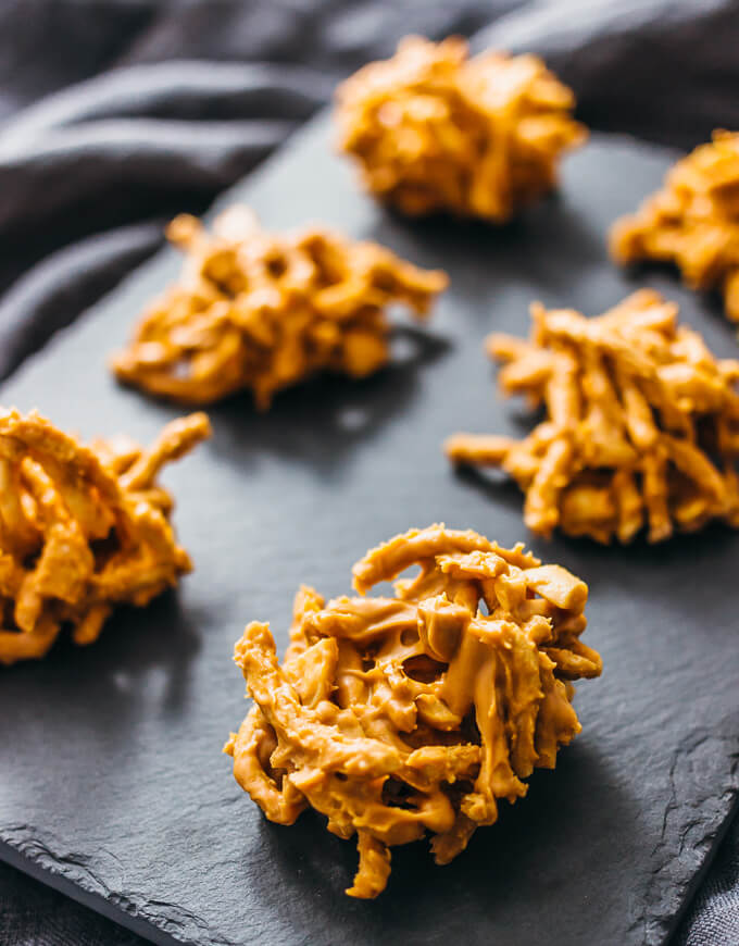 butterscotch haystacks served on slate