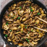 Easy beef with mushrooms and onions